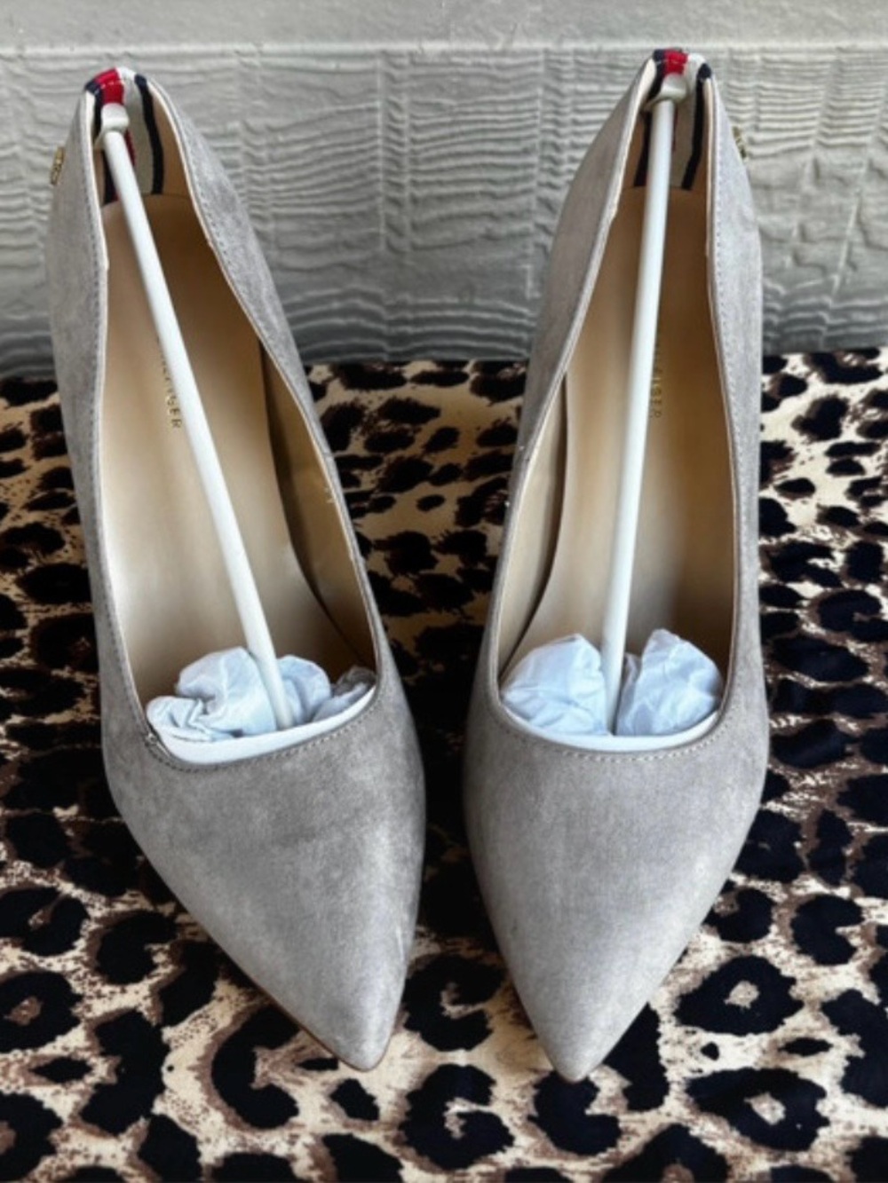 Tommy Hilfiger Gray Suede Pointed-Toe Pumps